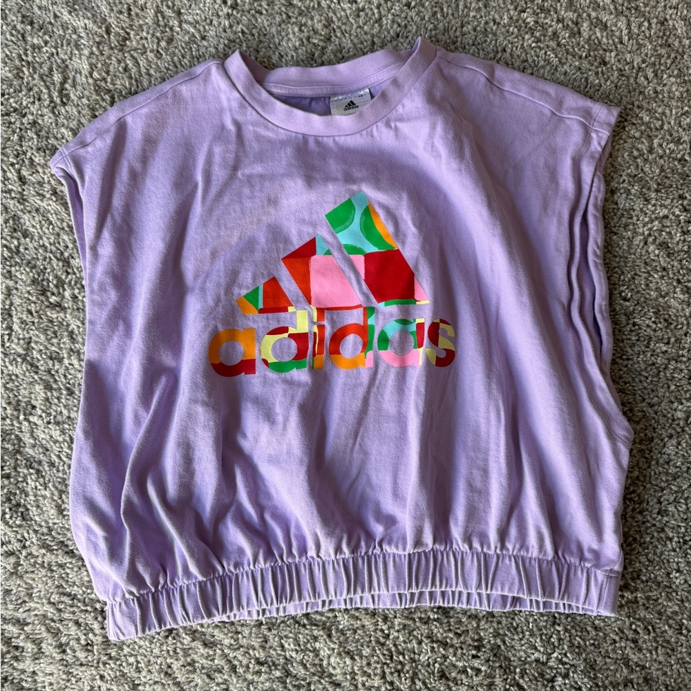 Adidas Purple Short Sleeve Tee with Graphic Design
